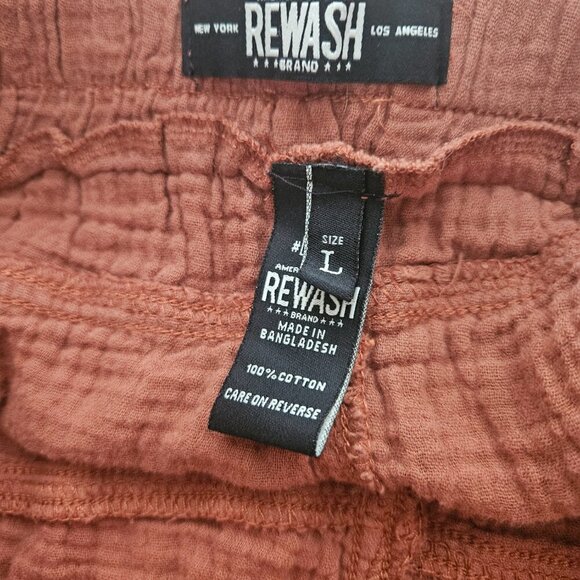 Rewash Baggy Beach Fray cotton junior Rust orange elastic waist belt Shorts L - Picture 4 of 6